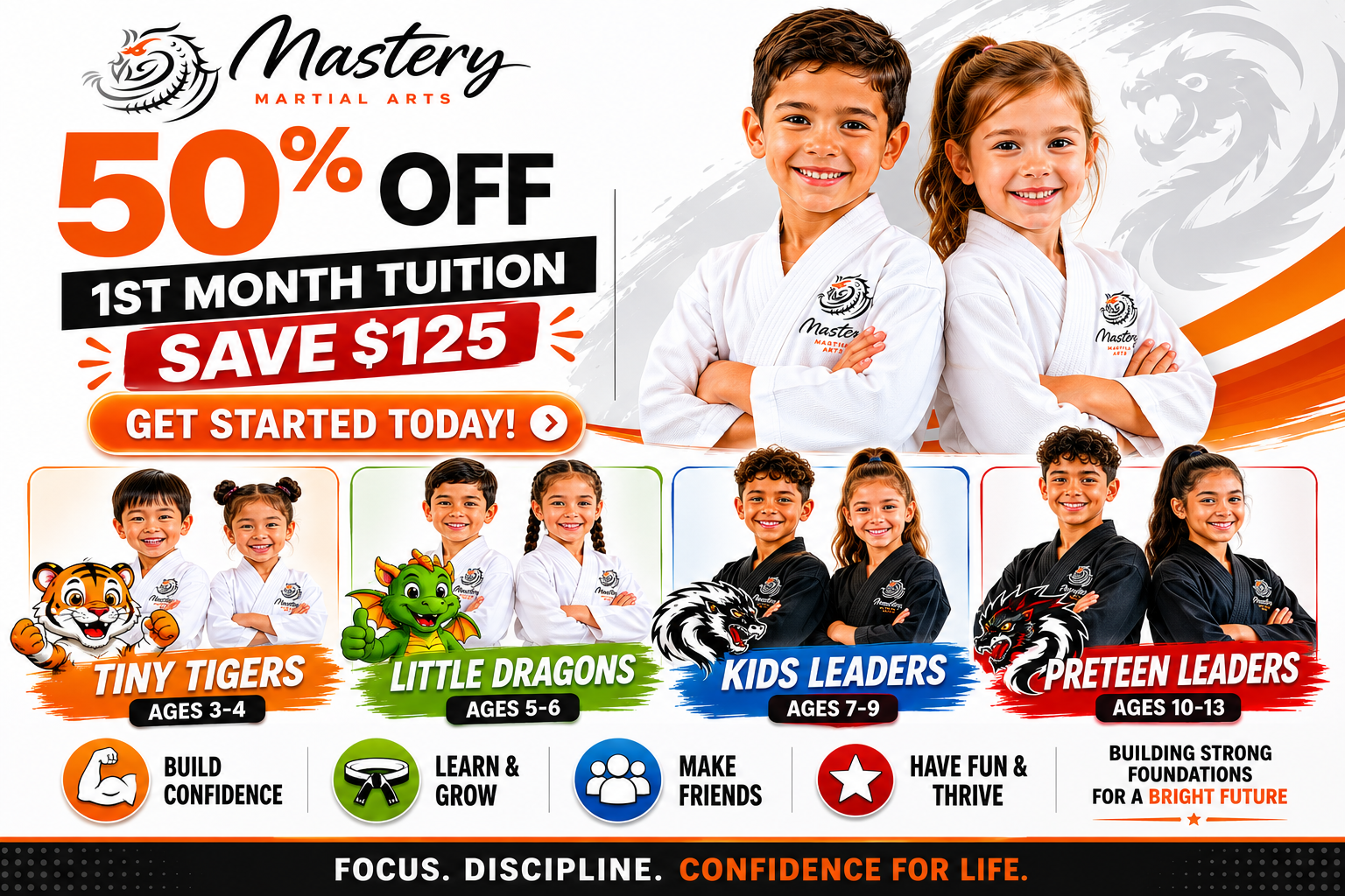 50% Off 1st Month Tuition — Save $125. Get Started Today!