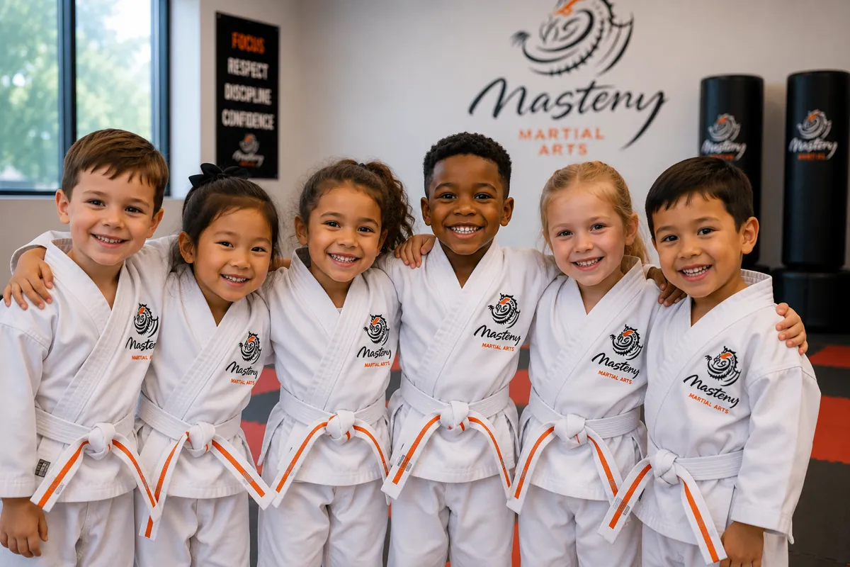 Tiny Tigers students smiling together and showing early friendship in class